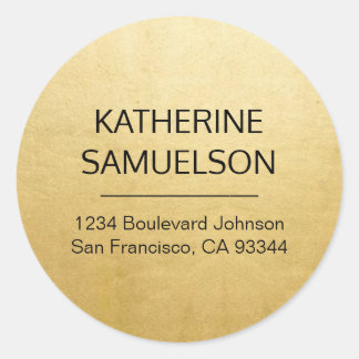 Faux GOLD FOIL Name & Return Address Ronde Sticker