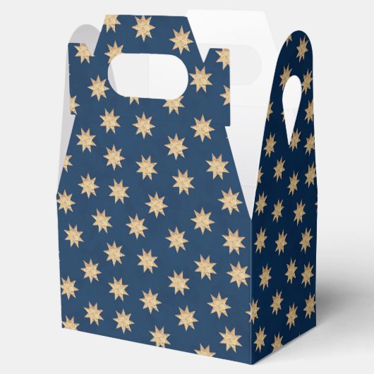 Faux Gold Foil & Navy Blue Stars Pattern Bedankdoosjes (Geopend)