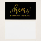 Faux Gold Foil Nouvel An - Billet/pass pour boire (Devant & derrière)