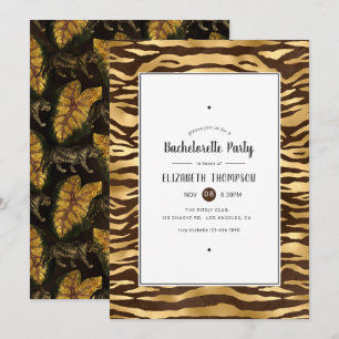 Faux Gold Foil Oerwoud Tiger Bachelorette Party Kaart