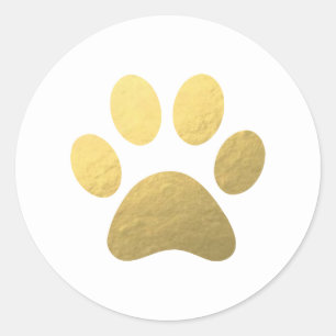 Faux Gold Foil Paw Print Classic Round Sticker