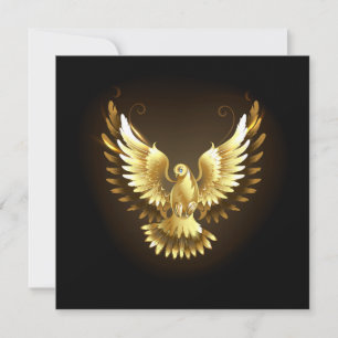 Faux Gold Foil Peace Dove op Zwart Bedankkaart