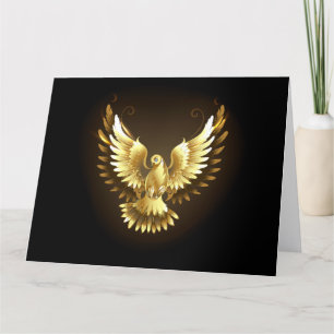 Faux Gold Foil Peace Dove op Zwart Bedankkaart