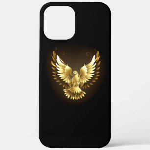 Faux Gold Foil Peace Dove op Zwart iPhone 12 Pro Max Hoesje