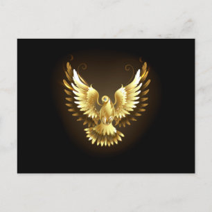 Faux Gold Foil Peace Dove op Zwart Feestdagenkaart