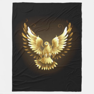 Faux Gold Foil Peace Dove op Zwart Fleece Deken