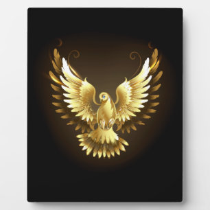 Faux Gold Foil Peace Dove op Zwart Fotoplaat