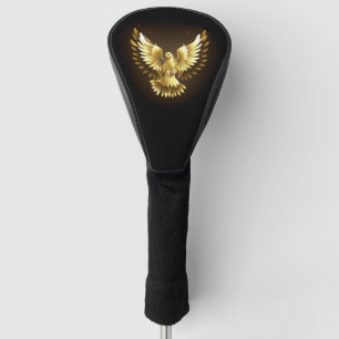 Faux Gold Foil Peace Dove op Zwart Golfheadcover