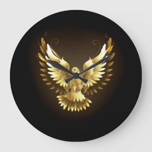 Faux Gold Foil Peace Dove op Zwart Grote Klok
