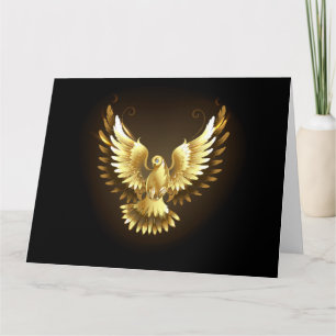 Faux Gold Foil Peace Dove op Zwart Kaart