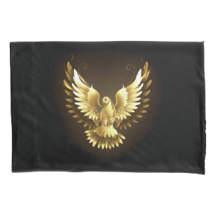 Faux Gold Foil Peace Dove op Zwart Kussensloop
