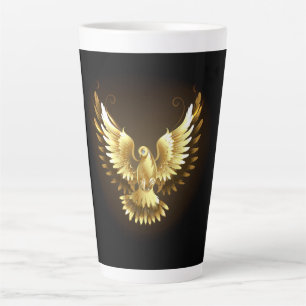 Faux Gold Foil Peace Dove op Zwart Latte Mok