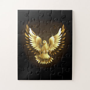 Faux Gold Foil Peace Dove op Zwart Legpuzzel