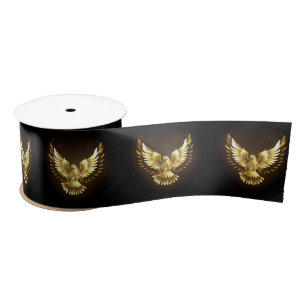 Faux Gold Foil Peace Dove op Zwart Lint
