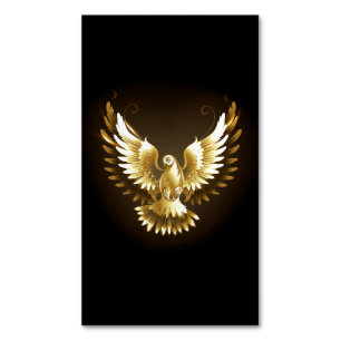 Faux Gold Foil Peace Dove op Zwart Magnetisch Visitekaartje