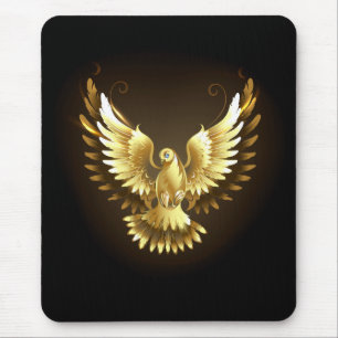 Faux Gold Foil Peace Dove op Zwart Muismat