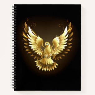 Faux Gold Foil Peace Dove op Zwart Notitieboek