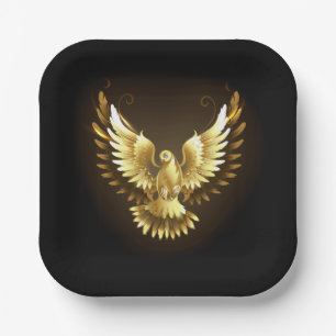 Faux Gold Foil Peace Dove op Zwart Papieren Bordje