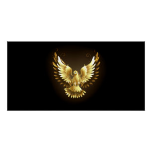 Faux Gold Foil Peace Dove op Zwart Perfect Poster