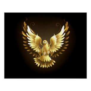 Faux Gold Foil Peace Dove op Zwart Perfect Poster