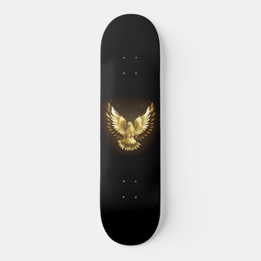 Faux Gold Foil Peace Dove op Zwart Skateboard (Voorkant)