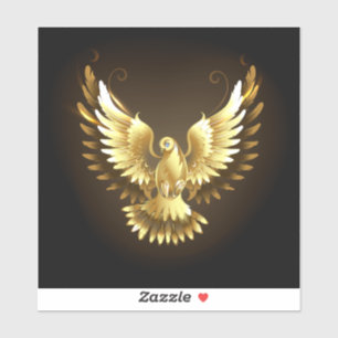 Faux Gold Foil Peace Dove op Zwart Sticker