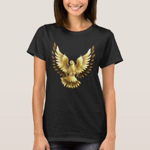 Faux Gold Foil Peace Dove op Zwart T-shirt