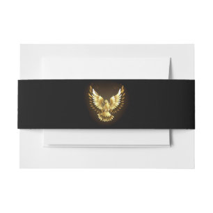 Faux Gold Foil Peace Dove op Zwart Uitnodigingen Wikkel