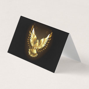 Faux Gold Foil Peace Dove op Zwart Visitekaartjes