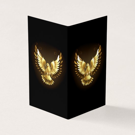 Faux Gold Foil Peace Dove op Zwart Visitekaartjes (Buitenkant)