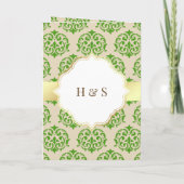 Faux Gold Foil Pear Green Damask Muslim Weduwschap (Achterkant)