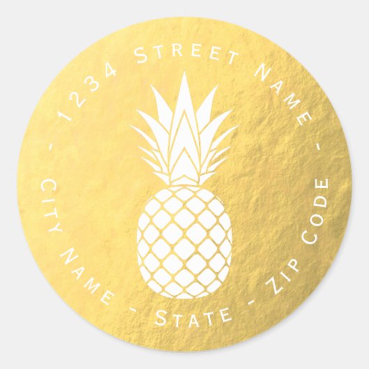 Faux Gold Foil Pineapple Return Address Label (Voorkant)