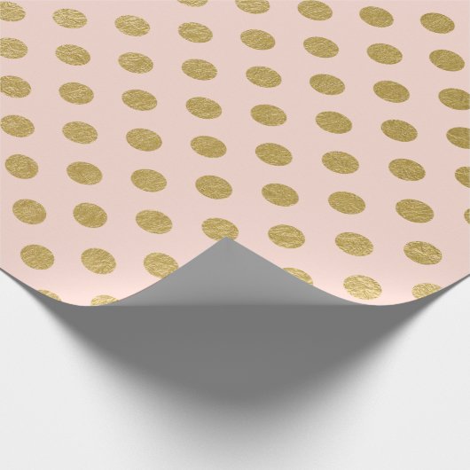 Faux Gold Foil Polka Dot Pattern Cadeaupapier (Hoek)