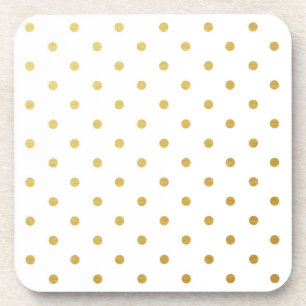 Faux Gold Foil Polka Dots Modern White Bier Onderzetter