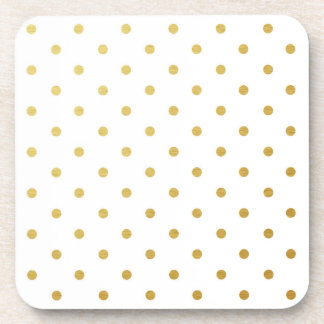 Faux Gold Foil Polka Dots Modern White Bier Onderzetter