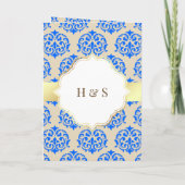 Faux Gold Foil Royal Blue Damask Muslim Weduwen (Achterkant)
