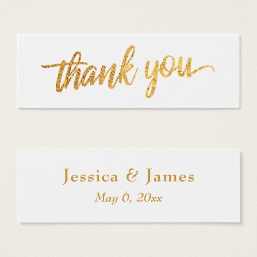 Faux Gold Foil Script Merci mariage Faveur (Devant & derrière)