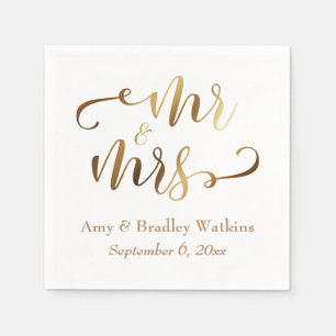 Faux Gold Foil Script op White Servet