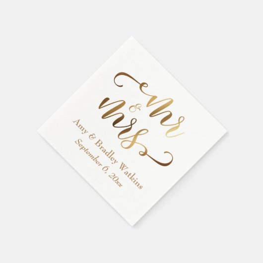 Faux Gold Foil Script op White Servet (Hoek)