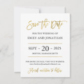 Faux Gold Foil Script Photo Enregistrer la carte D (Dos)