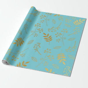 Faux Gold Foil Sky Blue Cadeaupapier