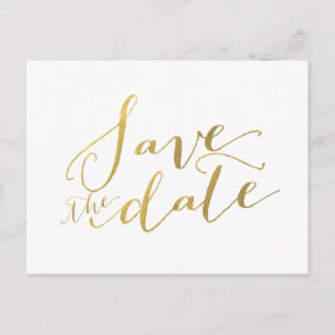 Faux Gold Foil Sparen de Datum Briefkaart