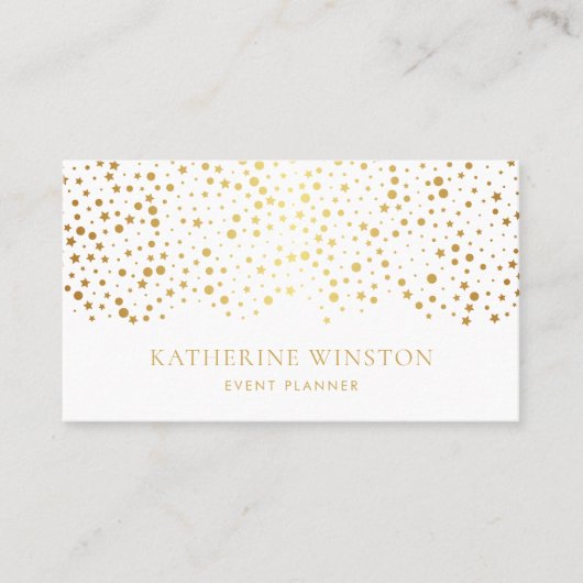 Faux Gold Foil Stippen en Stars Chic Visitekaartje (Voorkant)