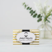 Faux Gold Foil Stripes Cupcake Cake Bakery Visitekaartje (Staand voorkant)