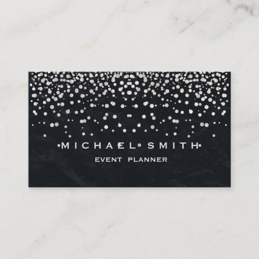 Faux Gold Foil Subtle Glitter Black Visitekaartje (Voorkant)