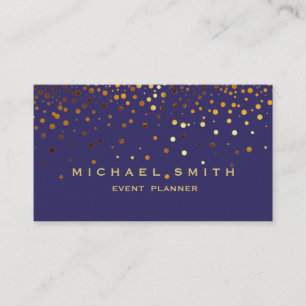 Faux Gold Foil Subtle Glitter Blue Visitekaartje