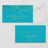 Faux Gold Foil Subtle Glitter Blue Visitekaartje (Voorkant / Achterkant)