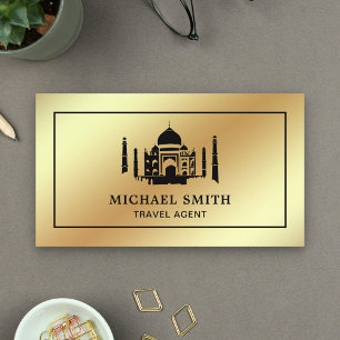 Faux Gold Foil Taj Mahal Reisagent Visitekaartje