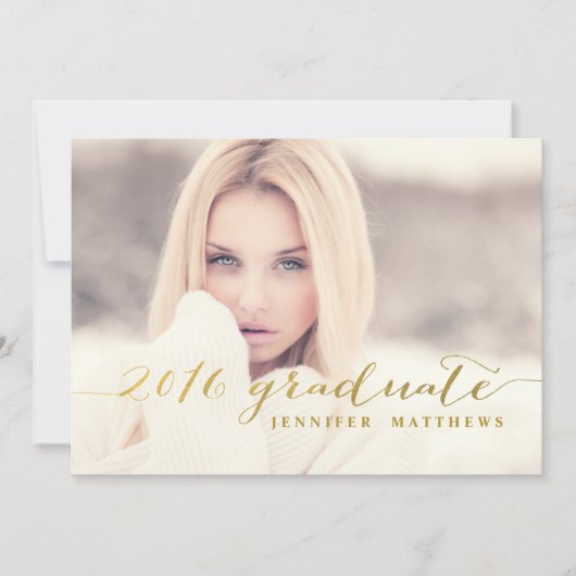 Faux Gold Foil | Uitnodiging van de Graduation Par (Voorkant)
