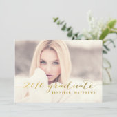 Faux Gold Foil | Uitnodiging van de Graduation Par (Staand voorkant)